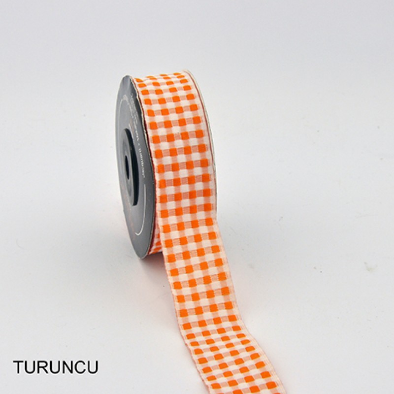 Stuha tkaná oranžová kocka, 25651, šírka 25 mm, 10m