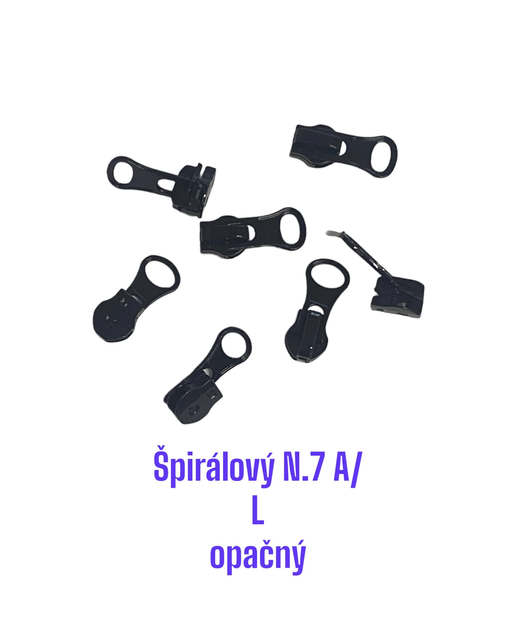 Jazdec na špirálové vodeodolné zipsy No.7; opačný A/L 25ks čierny