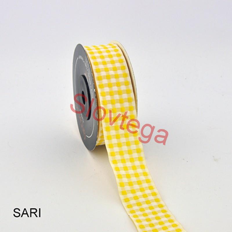 Stuha tkaná žltá kocka, 25651, šírka 25 mm, 10m
