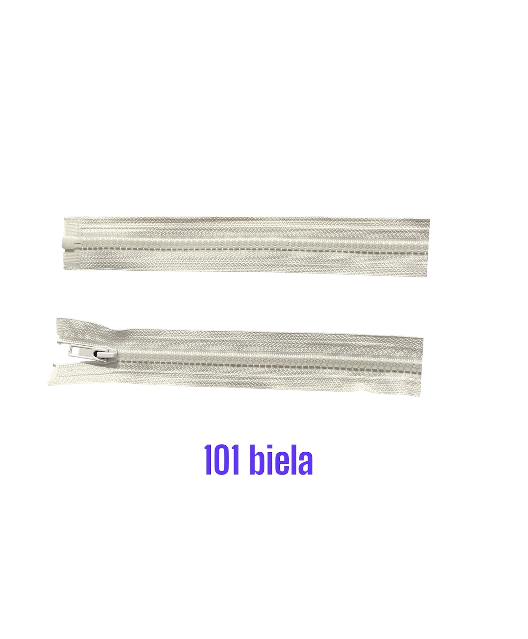 Zips kostený K-5,otvárateľný 35cm 101 biela