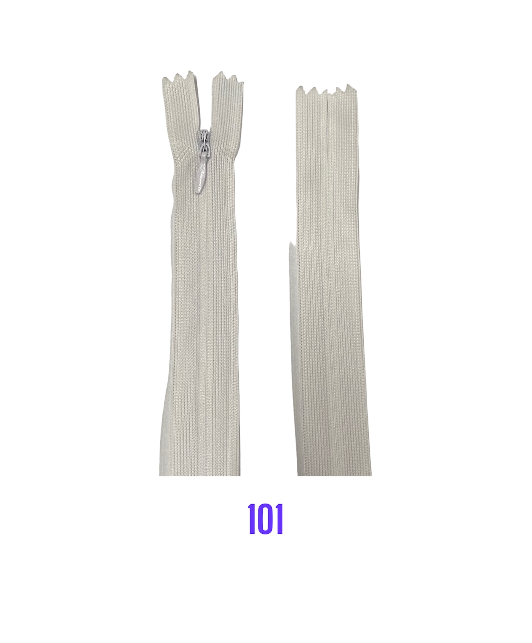 Zips krytý nedeliteľný 35cm,101-biela