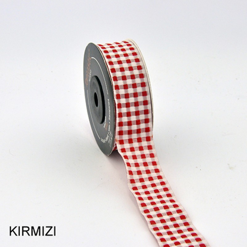 Stuha tkaná červená kocka, 25651, šírka 25 mm, 10m