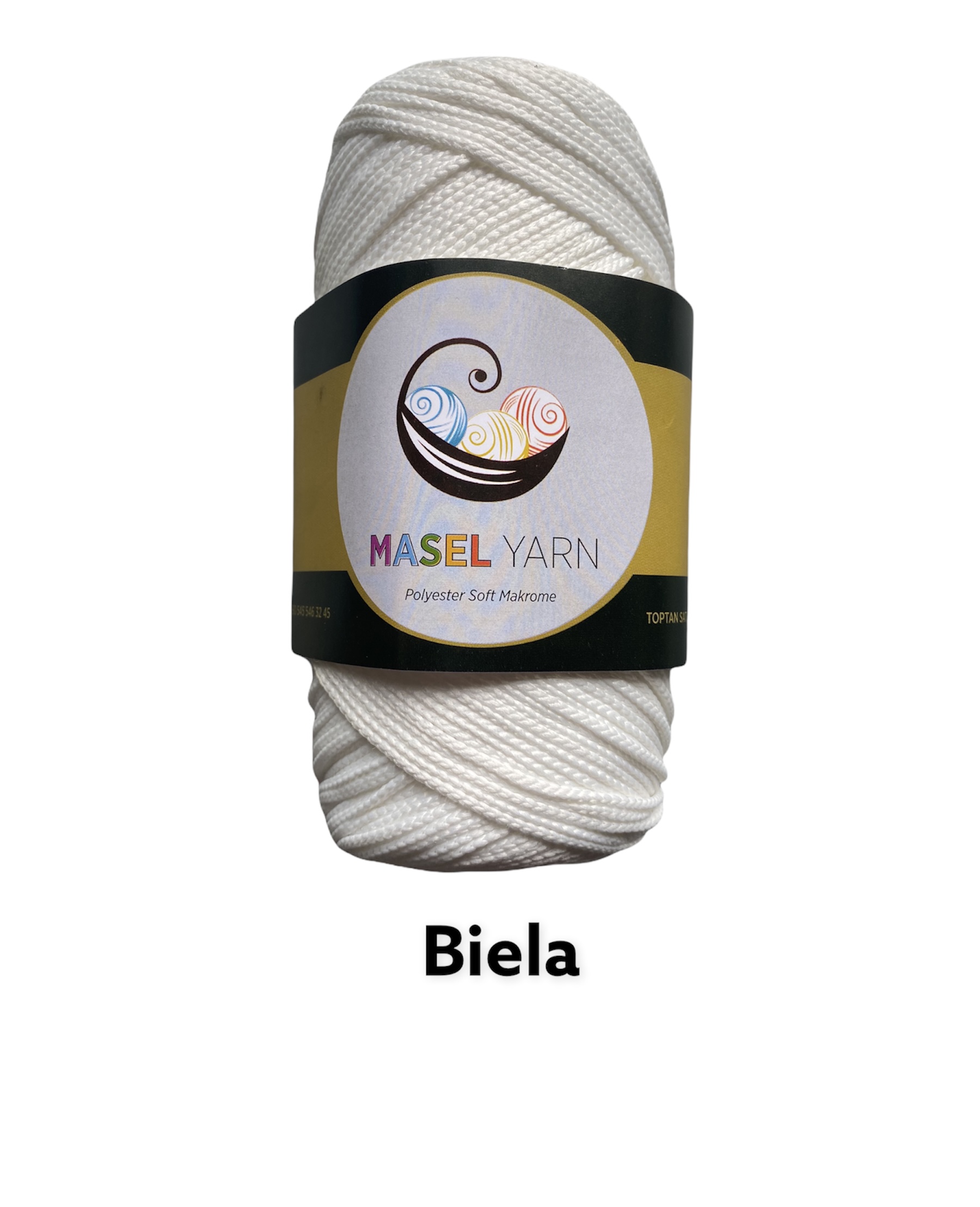 Makrame Masel PES 250g, 2,5mm;4x250g; biela