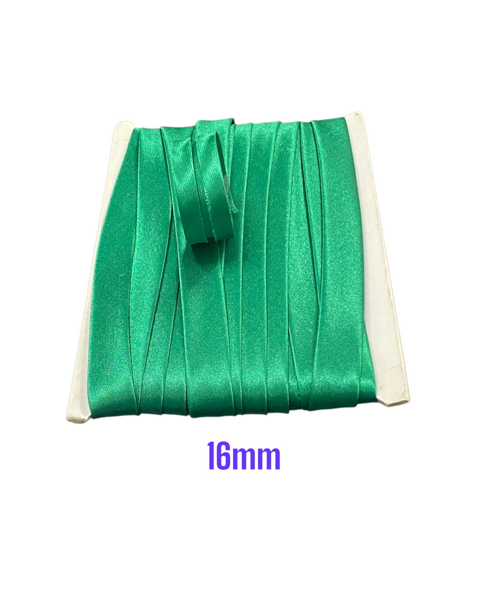 Šikmý prúžok saténový zažehlený 16mm  zelená