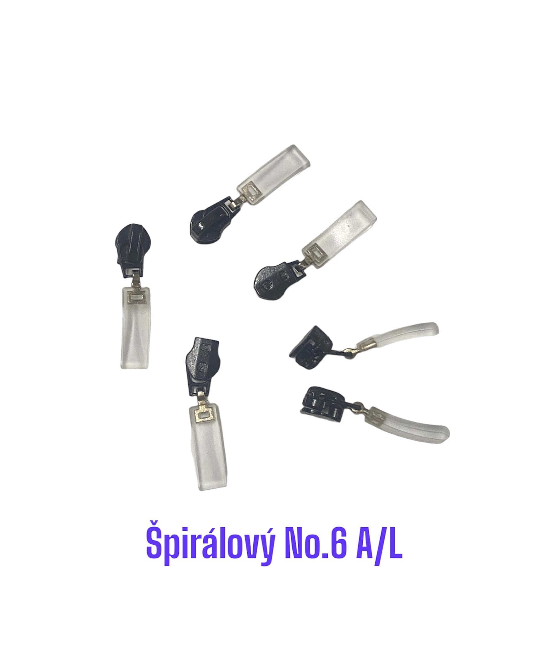 Jazdec ku špirálovým zipsom No.6; A/L 20ks čierny