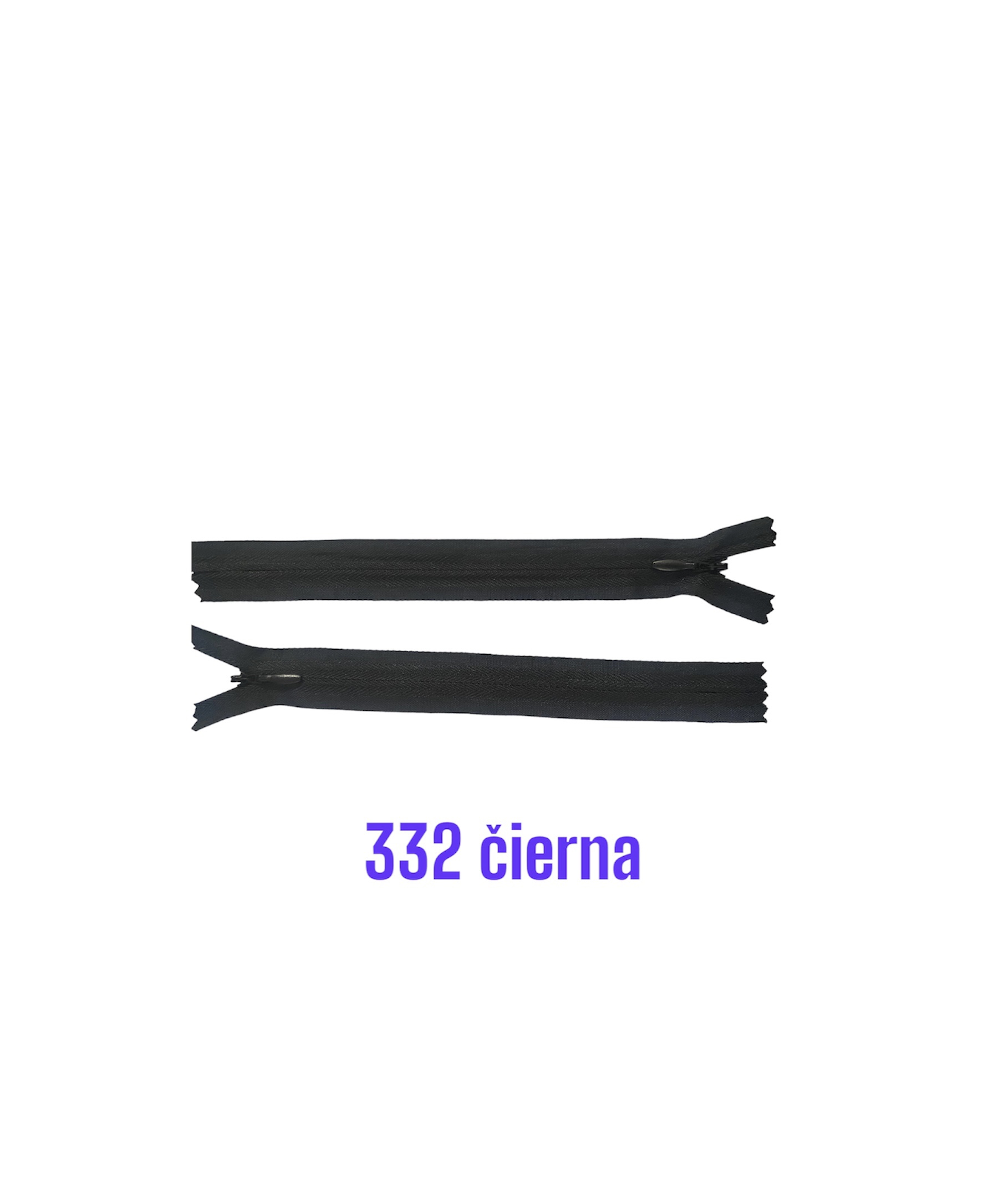 Zips krytý nedeliteľný 20cm; 332 číerna