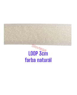 Suchý zips LOOP- poduška 3,0cm natural; balenie od 4x25m