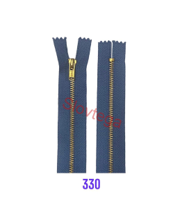 zips kovový neotvárateľný 4mm;No.4  12cm 330 tm.modrý