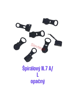 Jazdec na špirálové vodeodolné zipsy No.7; opačný A/L 25ks čierny