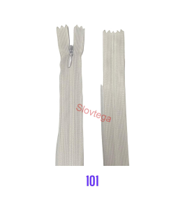 Zips krytý nedeliteľný 16cm, 101-biela