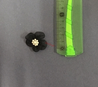 Monofilový kvet Ø30 mm s korálikmi,10ks/1ks=0,14€  čierna