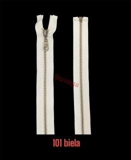 Zips kovový No.5 staromosadzný 6mm, 60cm, biela